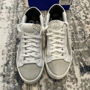 P448 Women's White and Gray Lace-Up Sneakers